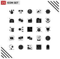 Mobile Interface Solid Glyph Set of 25 Pictograms of devices presentation tool opinion feedback Editable Vector Design Elements