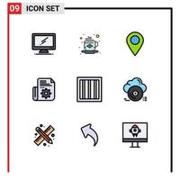 Set of 9 Modern UI Icons Symbols Signs for criminal setting flag folder pin Editable Vector Design Elements