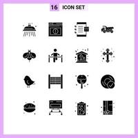 16 Creative Icons Modern Signs and Symbols of fly construction coding transport truck Editable Vector Design Elements