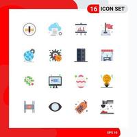 Flat Color Pack of 16 Universal Symbols of international target computing location flag Editable Pack of Creative Vector Design Elements