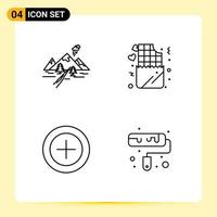 Pictogram Set of 4 Simple Filledline Flat Colors of rocks finance nature lifestyle payments Editable Vector Design Elements