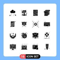 Pack of 16 creative Solid Glyphs of form education atm food withdraw Editable Vector Design Elements