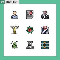 paquete de iconos de vector de stock de 9 signos y símbolos de línea para elementos de diseño de vector editables de disciplina física de ciudad de fuerza islámica