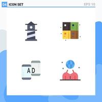 Universal Icon Symbols Group of 4 Modern Flat Icons of beach mobile advertisig back to school formula global Editable Vector Design Elements