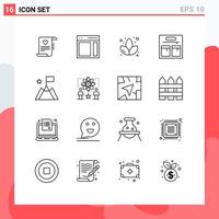 16 Creative Icons Modern Signs and Symbols of success achievement sidebar fashion sauna Editable Vector Design Elements