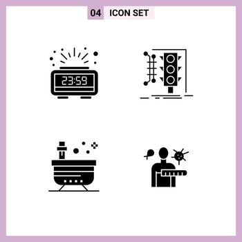 conjunto de glifos sólidos universales para aplicaciones web y móviles reloj tiempo de baño monitoreo spa elementos de diseño vectorial editables vector