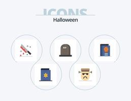 Halloween Flat Icon Pack 5 Icon Design. graveyard. death. frankenstein. murder. horror vector