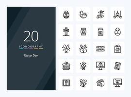 20 icono de contorno de pascua para presentación vector