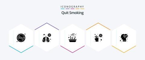 Quit Smoking 25 Glyph icon pack including not allowed. smoke. smoking. cigarette. put vector