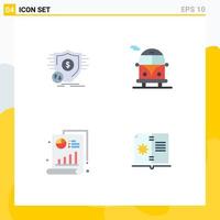 Modern Set of 4 Flat Icons Pictograph of finance bar secure public bus graph Editable Vector Design Elements