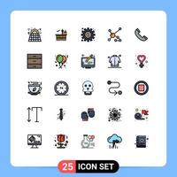 25 Universal Filled line Flat Colors Set for Web and Mobile Applications biochemistry work transit process making Editable Vector Design Elements