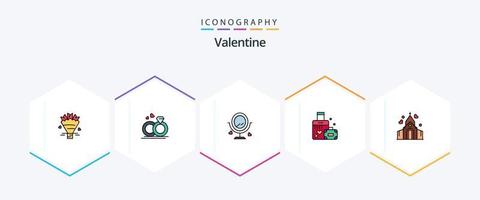 paquete de iconos de línea completa de San Valentín 25 que incluye amor. boda. merroir corazón. maletín vector