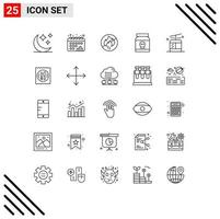 Line Pack of 25 Universal Symbols of regular toxic no skull medical Editable Vector Design Elements