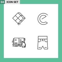 Set of 4 Commercial Filledline Flat Colors pack for decoration book ramadhan coin study Editable Vector Design Elements