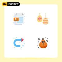 paquete de iconos de vector de stock de 4 signos y símbolos de línea para ai u turn celebración comida vacaciones elementos de diseño de vector editables