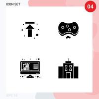 Group of 4 Modern Solid Glyphs Set for arrow buy upload hospital shop Editable Vector Design Elements