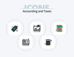 Taxes Line Filled Icon Pack 5 Icon Design. math. calculator. laptop. interchange. exchange vector