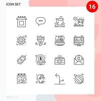 User Interface Pack of 16 Basic Outlines of planet astronomy golf shelf home Editable Vector Design Elements