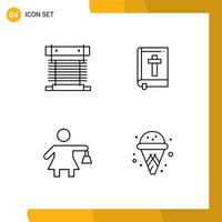 Set of 4 Commercial Filledline Flat Colors pack for computer people cpu book woman Editable Vector Design Elements