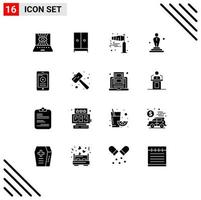 16 Universal Solid Glyphs Set for Web and Mobile Applications movie cinema home storm flow Editable Vector Design Elements