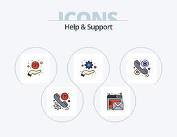 Help And Support Line Filled Icon Pack 5 Icon Design. management. gear. online. content. information vector