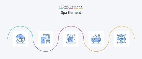 Spa Element Blue 5 Icon Pack Including element. plumeria. relaxing. water. bathtub vector