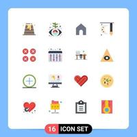 Modern Set of 16 Flat Colors Pictograph of creative watercolor home painting brush paint pallet Editable Pack of Creative Vector Design Elements