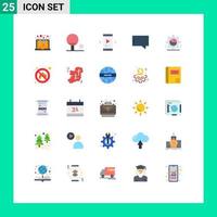 Mobile Interface Flat Color Set of 25 Pictograms of settings gear multimedia cog chat Editable Vector Design Elements