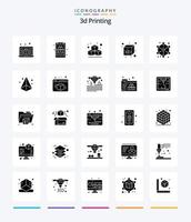 Creative 3d Printing 25 Glyph Solid Black icon pack  Such As 3d. triangle. 3d cubed modeling. laser vector