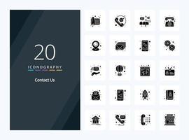 20 Contact Us Solid Glyph icon for presentation vector