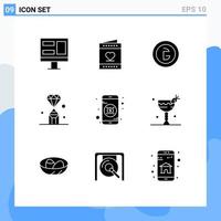 9 Universal Solid Glyphs Set for Web and Mobile Applications value jewel bangladesh diamond money Editable Vector Design Elements