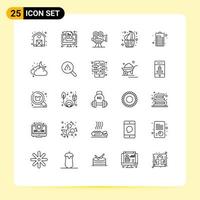 Line Pack of 25 Universal Symbols of battery day capture cup bakery Editable Vector Design Elements