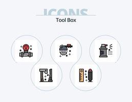 paquete de iconos llenos de línea de herramientas 5 diseño de iconos. medición. herramientas. auto. Vio. hacha vector