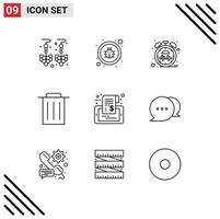 símbolo de icono universal grupo de 9 esquemas modernos de venta etiqueta de corazón móvil reciclar elementos de diseño vectorial editables vector