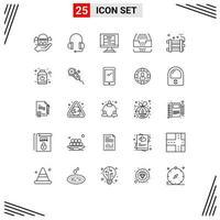 Universal Icon Symbols Group of 25 Modern Lines of dynamite file poster document box Editable Vector Design Elements