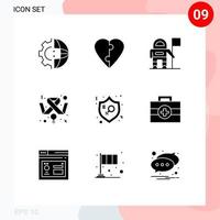 9 Universal Solid Glyphs Set for Web and Mobile Applications law feminism astronaut feminism breast cancer Editable Vector Design Elements