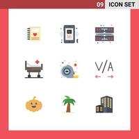 Set of 9 Modern UI Icons Symbols Signs for tool measuring mobile medical bed Editable Vector Design Elements