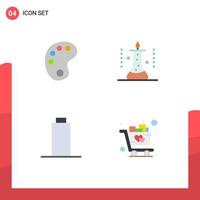 User Interface Pack of 4 Basic Flat Icons of drawing empty laboratory science experiment cart Editable Vector Design Elements