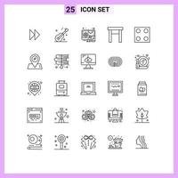 Mobile Interface Line Set of 25 Pictograms of stove electro adaptive stool home Editable Vector Design Elements