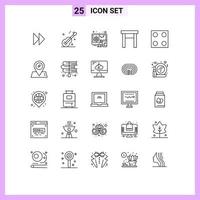 Mobile Interface Line Set of 25 Pictograms of stove electro adaptive stool home Editable Vector Design Elements