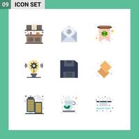 Set of 9 Modern UI Icons Symbols Signs for candy floppy clover diskette gear Editable Vector Design Elements