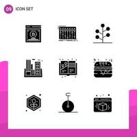 Modern Set of 9 Solid Glyphs and symbols such as company polution studio industry tree Editable Vector Design Elements