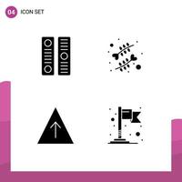 User Interface Pack of 4 Basic Solid Glyphs of archive growth file cover love flag Editable Vector Design Elements