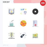 Mobile Interface Flat Color Set of 9 Pictograms of moisturizer drink letter cocktail hobbies Editable Vector Design Elements