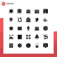 Pack of 25 creative Solid Glyphs of web web sketching optimize analysis Editable Vector Design Elements