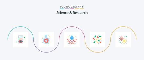 Science Flat 5 Icon Pack Including meteor. virus. tube. diseases. experiment vector