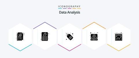 Data Analysis 25 Glyph icon pack including business. report. label. monitoring. business vector