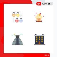 Universal Icon Symbols Group of 4 Modern Flat Icons of gdpr american bakery dessert big Editable Vector Design Elements