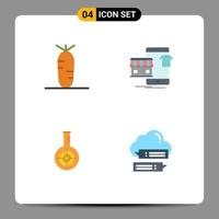 4 User Interface Flat Icon Pack of modern Signs and Symbols of carrot flask shopping online lab Editable Vector Design Elements
