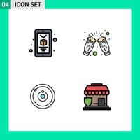 4 Creative Icons Modern Signs and Symbols of mobile plenet celebrate party learning Editable Vector Design Elements